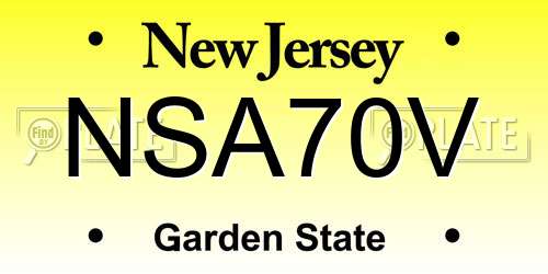 NSA70V New Jersey License Plate