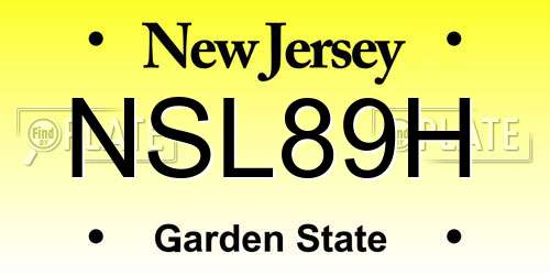 NSL89H New Jersey License Plate