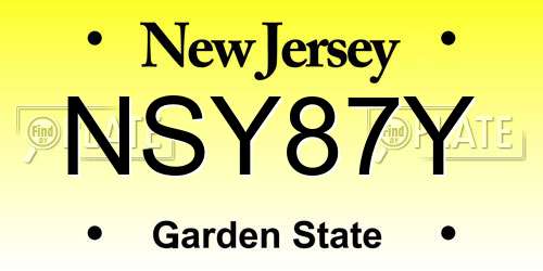 NSY87Y New Jersey License Plate
