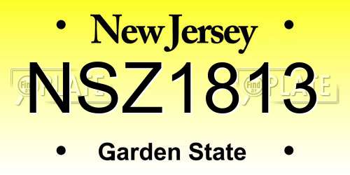 NSZ1813 New Jersey License Plate