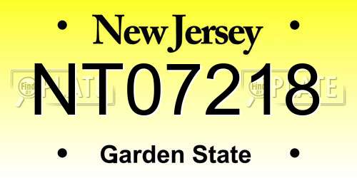 NT07218 New Jersey License Plate