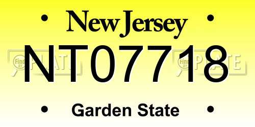NT07718 New Jersey License Plate
