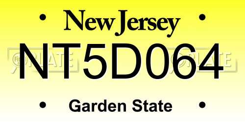 NT5D064 New Jersey License Plate