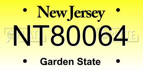 NT80064 New Jersey License Plate