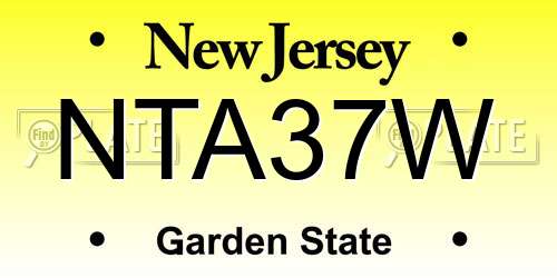 NTA37W New Jersey License Plate