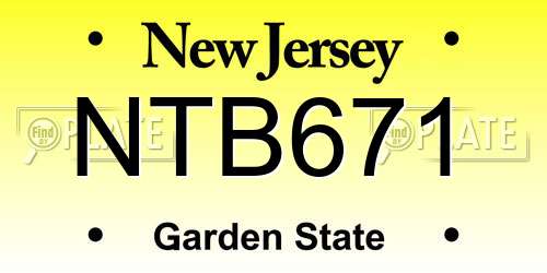 NTB671 New Jersey License Plate
