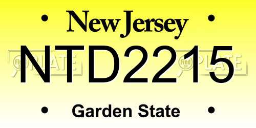 NTD2215 New Jersey License Plate