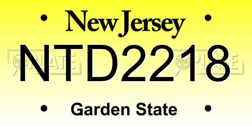 NTD2218 New Jersey License Plate