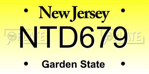 NTD679 New Jersey License Plate