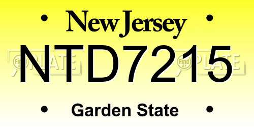 NTD7215 New Jersey License Plate