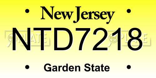 NTD7218 New Jersey License Plate