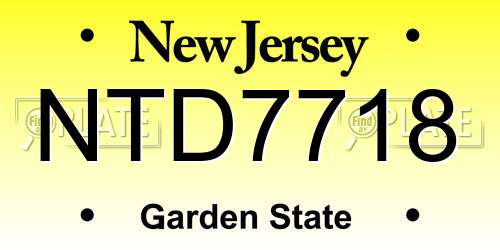 NTD7718 New Jersey License Plate