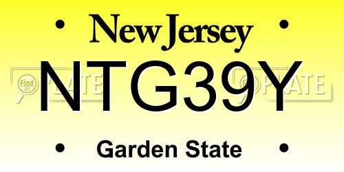 NTG39Y New Jersey License Plate