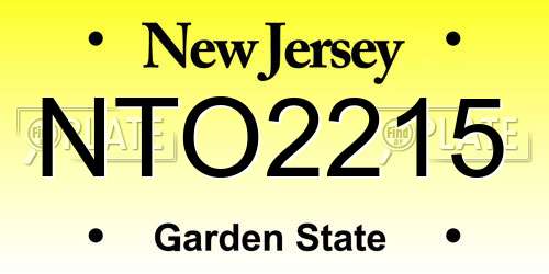 NTO2215 New Jersey License Plate