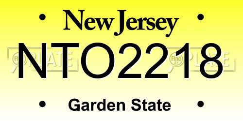 NTO2218 New Jersey License Plate