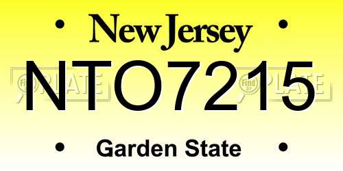NTO7215 New Jersey License Plate