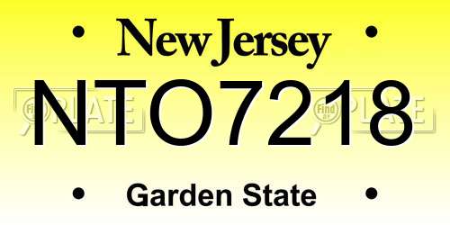 NTO7218 New Jersey License Plate
