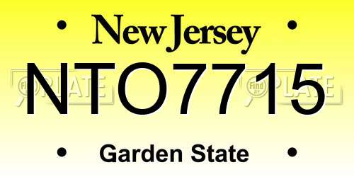 NTO7715 New Jersey License Plate