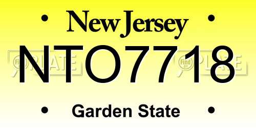 NTO7718 New Jersey License Plate