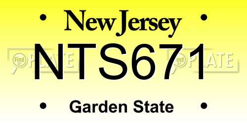 NTS671 New Jersey License Plate