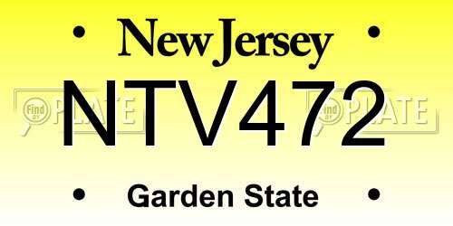 NTV472 New Jersey License Plate