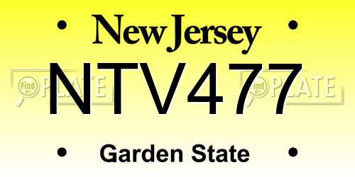 NTV477 New Jersey License Plate