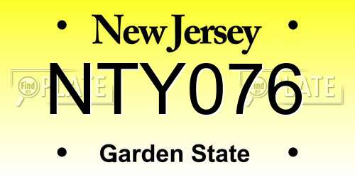 NTY076 New Jersey License Plate