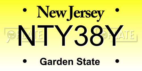 NTY38Y New Jersey License Plate