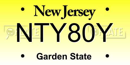 NTY80Y New Jersey License Plate