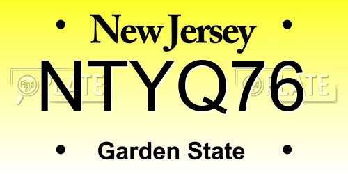 NTYQ76 New Jersey License Plate