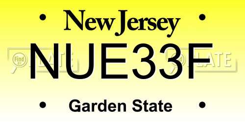 NUE33F New Jersey License Plate