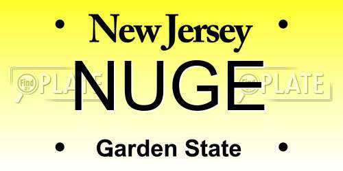 NUGE New Jersey License Plate