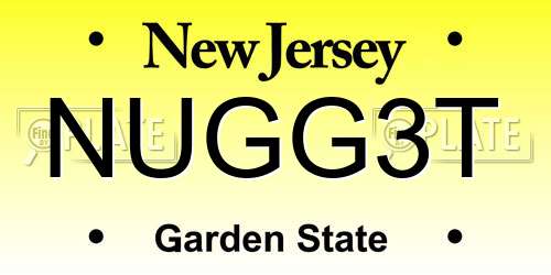 NUGG3T New Jersey License Plate
