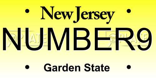 NUMBER9 New Jersey License Plate
