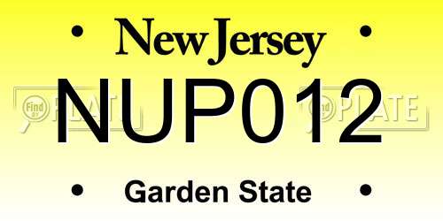 NUP012 New Jersey License Plate