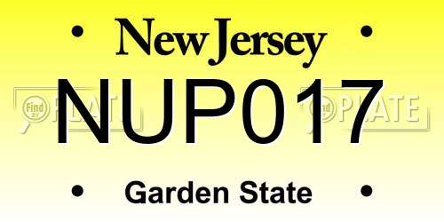 NUP017 New Jersey License Plate