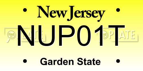 NUP01T New Jersey License Plate