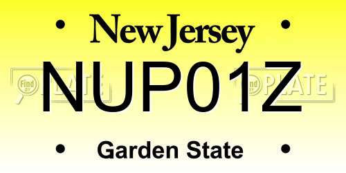 NUP01Z New Jersey License Plate