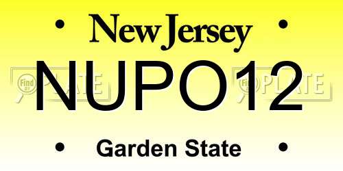 NUPO12 New Jersey License Plate
