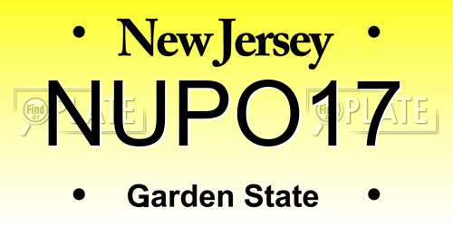 NUPO17 New Jersey License Plate