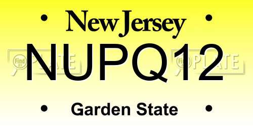 NUPQ12 New Jersey License Plate