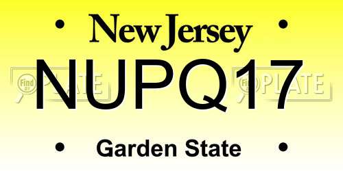 NUPQ17 New Jersey License Plate