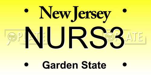 NURS3 New Jersey License Plate