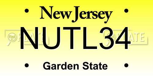 NUTL34 New Jersey License Plate