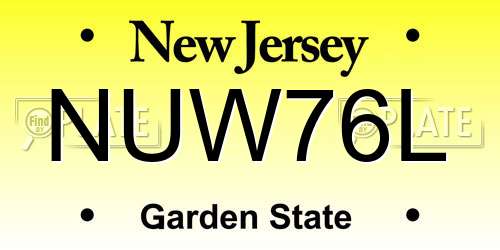 NUW76L New Jersey License Plate