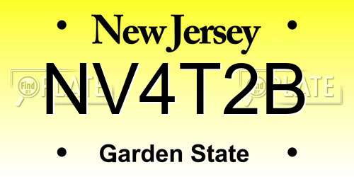 NV4T2B New Jersey License Plate