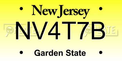 NV4T7B New Jersey License Plate