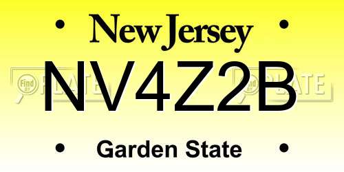 NV4Z2B New Jersey License Plate