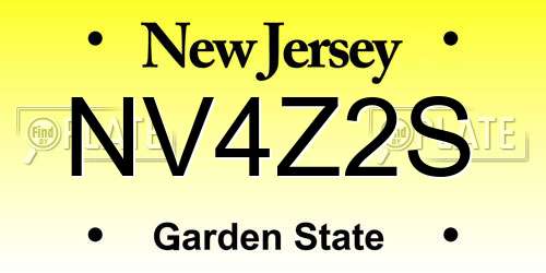 NV4Z2S New Jersey License Plate