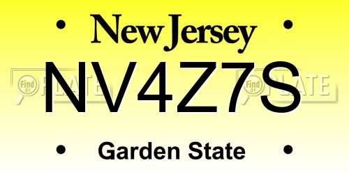 NV4Z7S New Jersey License Plate